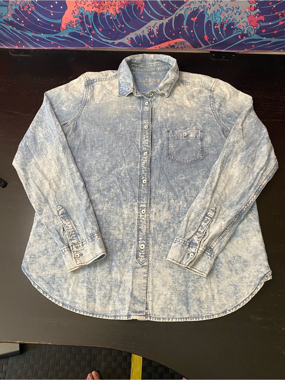 GAP Light Blue Acid Wash Denim Button-Down Shirt
